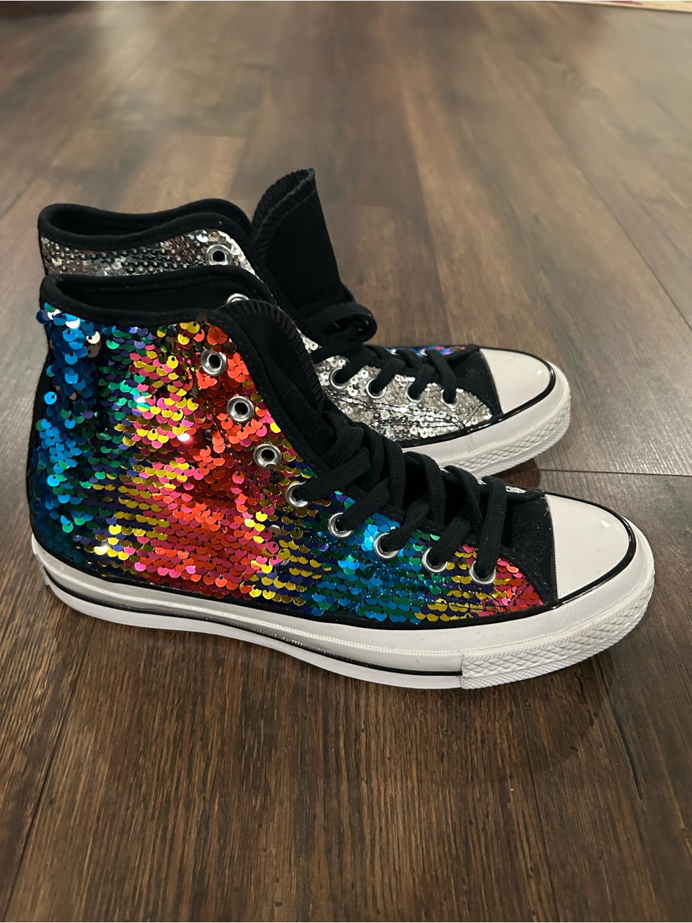 Sequin High-Top Sneakers in Multicolor & Silver for pride month new without tags - Picture 5 of 10